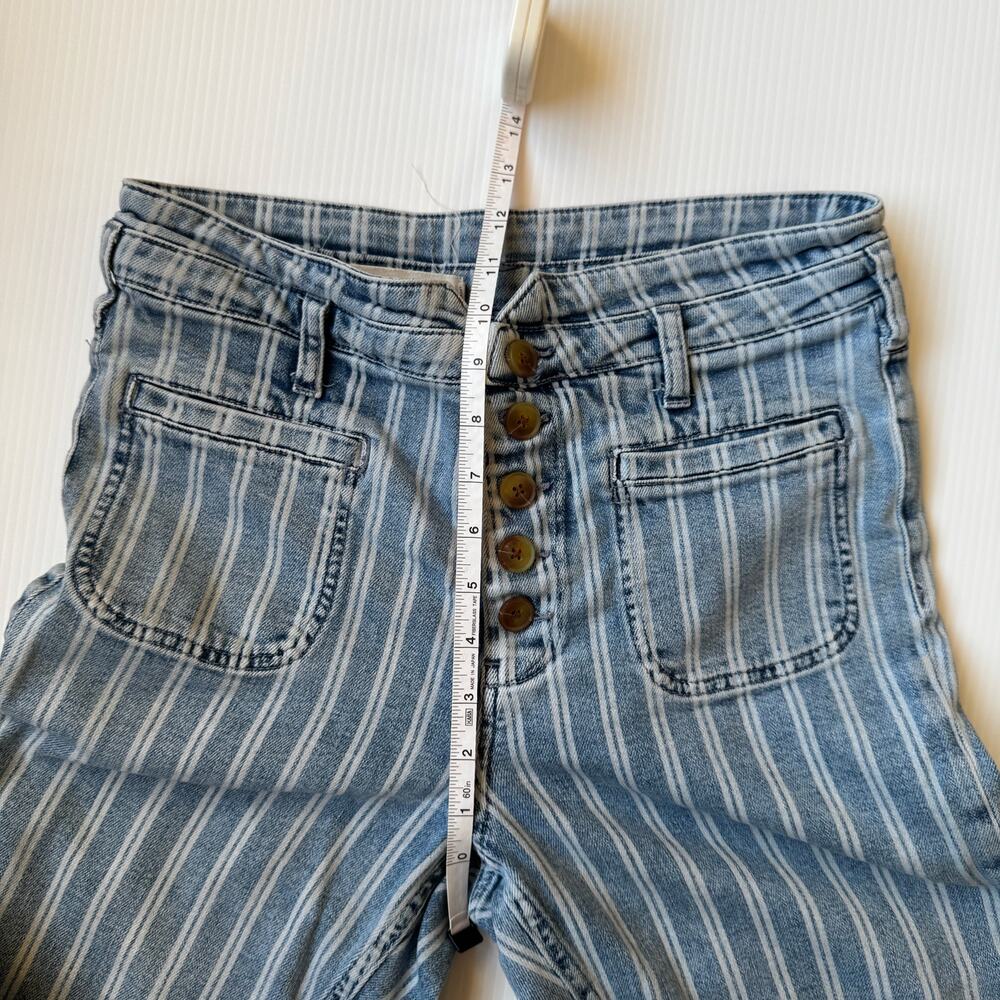 Anthropologie Pilcro High Rise Slim Stripe Acid Wash Crop Jeans 29 Nautical Euro - Picture 11 of 16